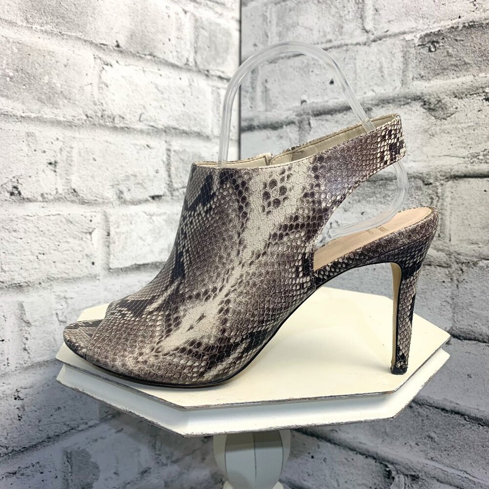Cole Haan Snakeskin Open Toe Sling Back Stiletto Mule Pump